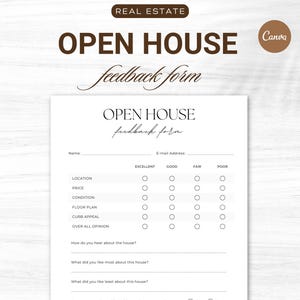 Open House Feedback Form, Editable Template, Real Estate Marketing, real estate open house, Realtor Open House Flyers, buyer feedback