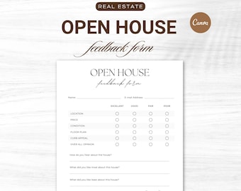 Open House Feedback Form, Editable Template, Real Estate Marketing, real estate open house, Realtor Open House Flyers, buyer feedback
