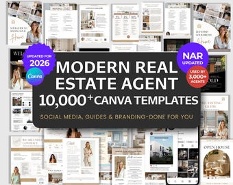Modern Real Estate Marketing Bundle | Instagram and Canva Templates for Realtors | Social Media, Guides & Branding Kit