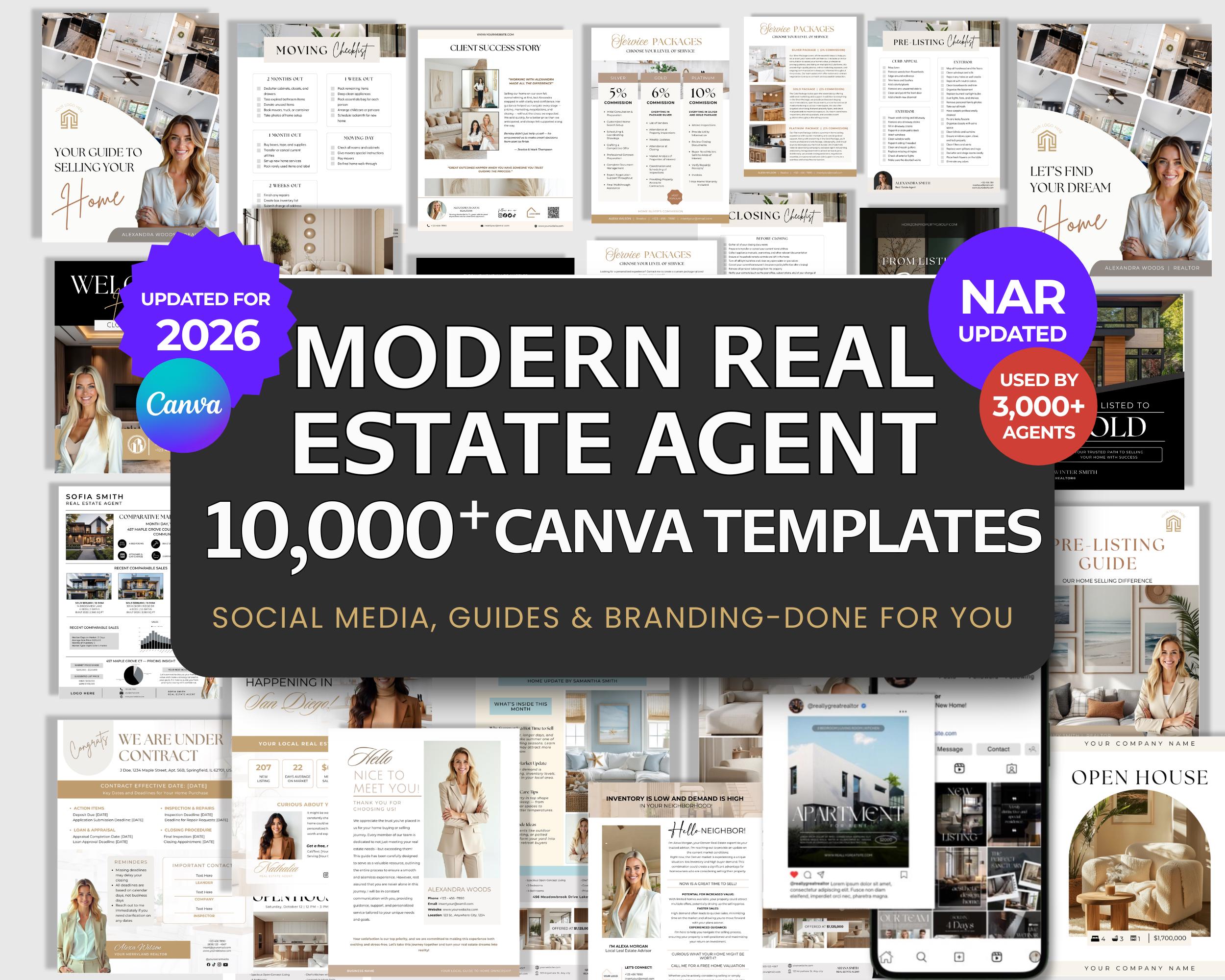 Modern Real Estate Marketing Bundle | Instagram and Canva Templates for ...