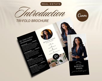 Real Estate Introduction Trifold Brochure | Canva | New Agent | Real Estate Marketing | Real Estate Brochure| Hello Neighbor Letter