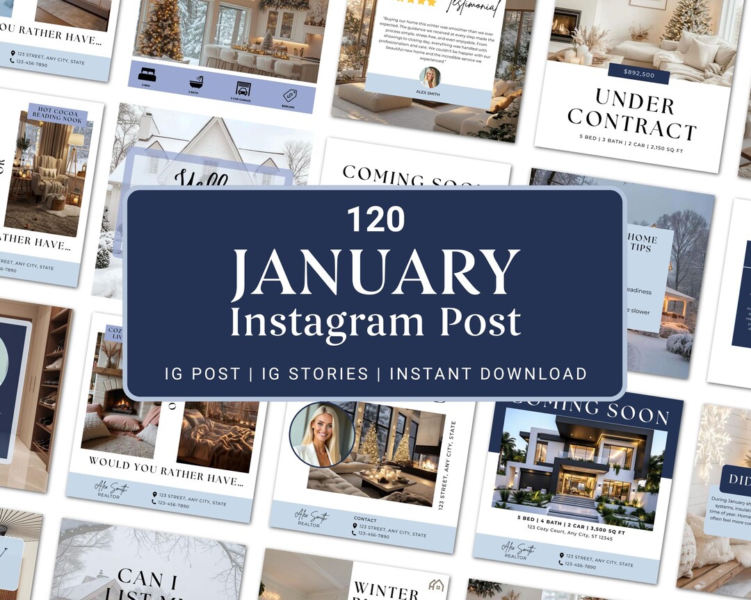 January 2026 Real Estate Social Media Canva Templates | Instagram ...
