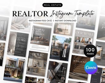 Real Estate Social Media Templates 2026, Canva Template, Luxury Realtor Templates, Real Estate Instagram Posts, Real Estate Instagram Bundle