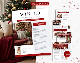Nieuwsbriefbundel onroerend goed winter | E-mailmarketing | Flyer | Canvassjabloon | Nieuwsbrief onroerend goed | Bijgewerkt voor 2026