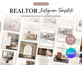 Real Estate Instagram Post & Highlight Templates | Realtor Social Media Marketing Templates | Canva Template | Realtor Instagram Templates