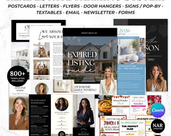 Real Estate Farming Bundle, Realtor Marketing, Postcards Flyers Door Hangers Yard Signs Letters Pop By, Editable Canva Farming System