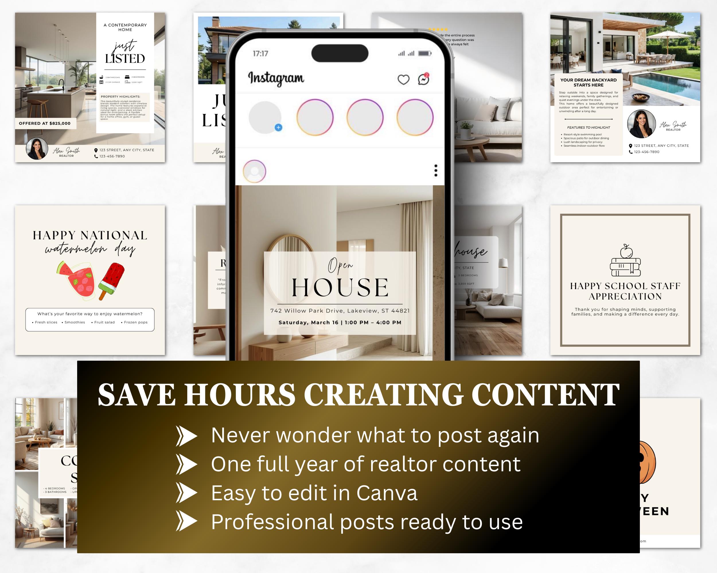 Real Estate Social Media Templates | Realtor Instagram Posts & Stories ...