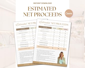 Seller's Net Proceeds Sheet | Real Estate Template | Real Estate Net Sheet | Home Seller Net Proceeds | NAR Settlement | Seller's Net