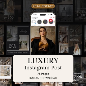 75 Real Estate Instagram Post Templates for Canva | Instagram Canva Template | Social Media | Templates Luxury Realtor Templates