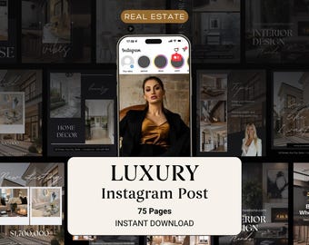 75 Real Estate Instagram Post Templates for Canva | Instagram Canva Template | Social Media | Templates Luxury Realtor Templates