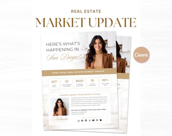 Folleto de actualización del mercado inmobiliario / Folleto inmobiliario / Folleto de actualización del mercado / Marketing inmobiliario / Actualización del mercado de agentes inmobiliarios / Canva
