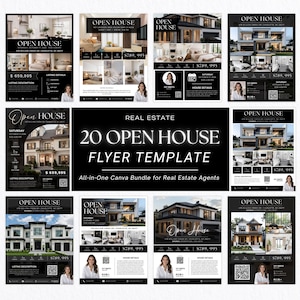 Modern Real Estate Open House Flyer Templates, Instant Download, Agent Listing Pack, Luxury Property Flyer, Editable Canva Marketing Kit