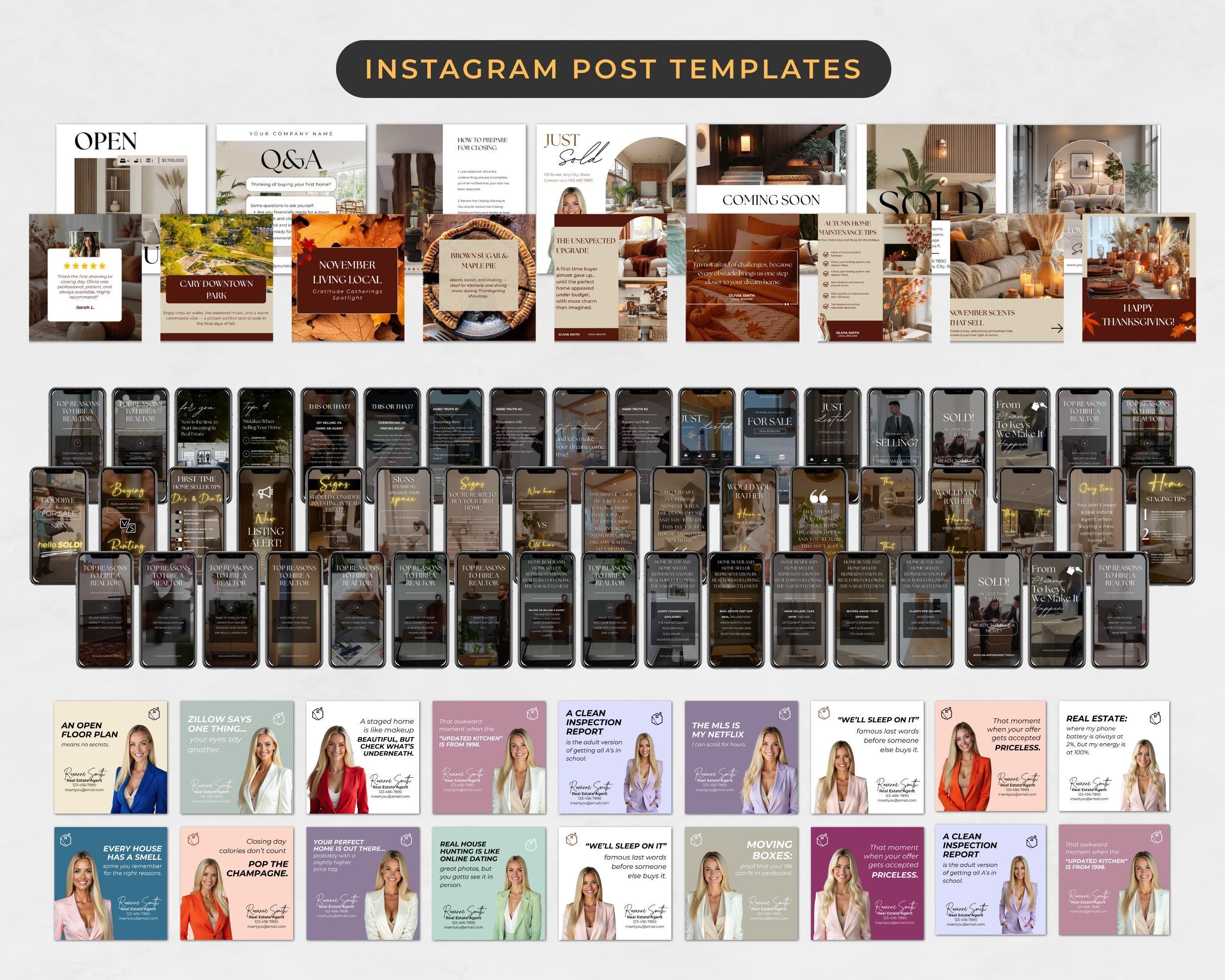 Modern Real Estate Marketing Bundle | Instagram and Canva Templates for ...