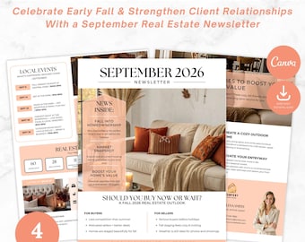 September Real Estate Newsletter Template | Editable Canva Newsletter for Realtors | Fall Market Update