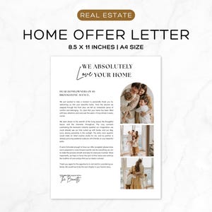 Plantilla de carta de oferta de vivienda / Carta de vivienda familiar / Carta de oferta de comprador de Canva / Carta "Nos encanta su hogar" / Plantilla de Canva
