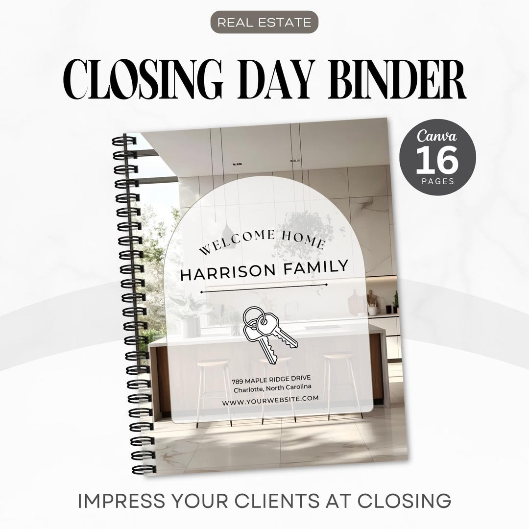 16 Page Closing Day Binder | Home Buyer Guide | Real Estate | Home ...