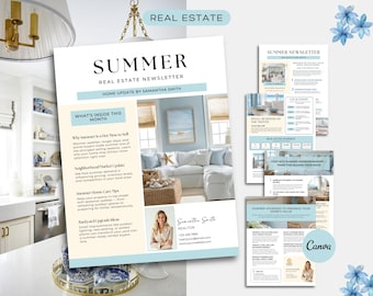 Real Estate Summer Newsletter Bundle | Email Marketing | Flyer | Canva Template | Real Estate Newsletter | Summer Real Estate Marketing