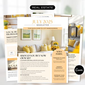 July 2025 Real Estate Newsletter | Real Estate Marketing | Email Marketing | Canva | Printable | Real Estate Newsletter | Summer Newsletter