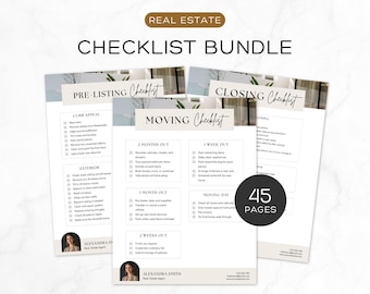 Seller Real Estate Checklist Bundle | Editable Digital Real Estate | Real Estate Marketing | Prep - Listing Template | Closing Day Checklist