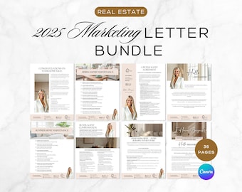 Real Estate Marketing Letter Bundle, Expired Letter, FSBO, Buyer Commission, Farming Letter, Prospecting, New Agent Intro, Canva Template