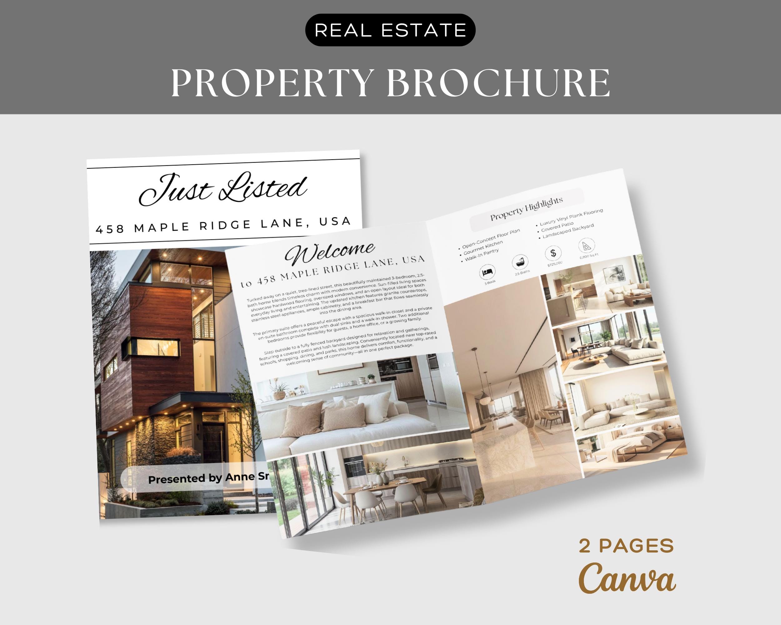 Real Estate Brochure | Canva | 4 Pages Bifold Template | Real Estate ...