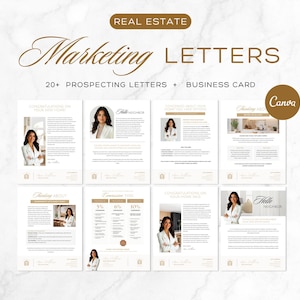 Pacchetto di modelli di marketing immobiliare, marketing immobiliare, lettere immobiliari, lettera agricola, presentazione dell&#39;agente, modello Canva, ricerca di potenziali clienti