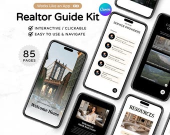 Realtor Guide Kit | Interactive Digital Guide Bundle | Buyer Seller Moving Guide | Canva Template | Works Like an App