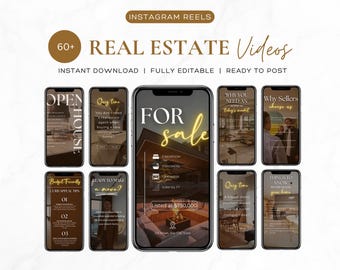 60+ Real Estate Video Reel Canva Video Reels | Real Estate Marketing | Instagram Canva Template | Real Estate Social Media | Templates