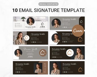Email Signature Template Bundle | Modern Realtor Template | Real Estate Marketing | Gmail Signature |  Editable Canva Email Marketing