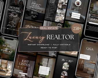 250+ Real Estate Instagram Post + Story + Highlights Templates for Canva | Ready-To-Post Real Estate Instagram Templates | Luxury Realtor