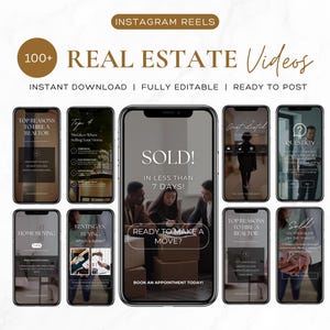 Real Estate Reels Canva Template, Digital Marketing, Realtor Marketing, Social Media Posts, Instagram Reels Video, Faceless Reels