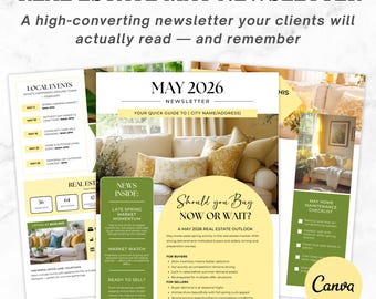 May Newsletter Template for Realtors, Real Estate Email Marketing Design, Spring Canva Newsletter Editable