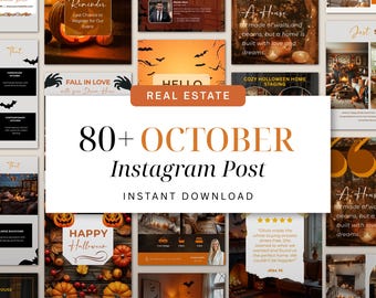 October Realtor Social Media Templates | Editable Canva Instagram Posts | Autumn Real Estate Marketing Content