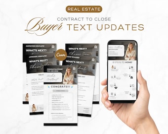 Buyer Contract To Close Timeline Text Updates | Realtor | Buyer Roadmap | Buyer Agent | Modern | Canva | Real Estate | Closing Checklist