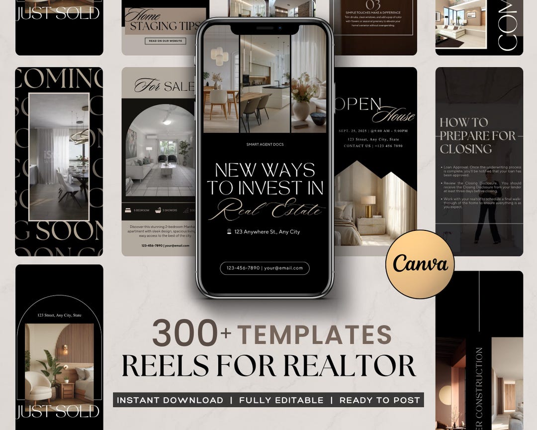 300+ Real Estate Reels | Canva Video Post, Realtor Social Media ...
