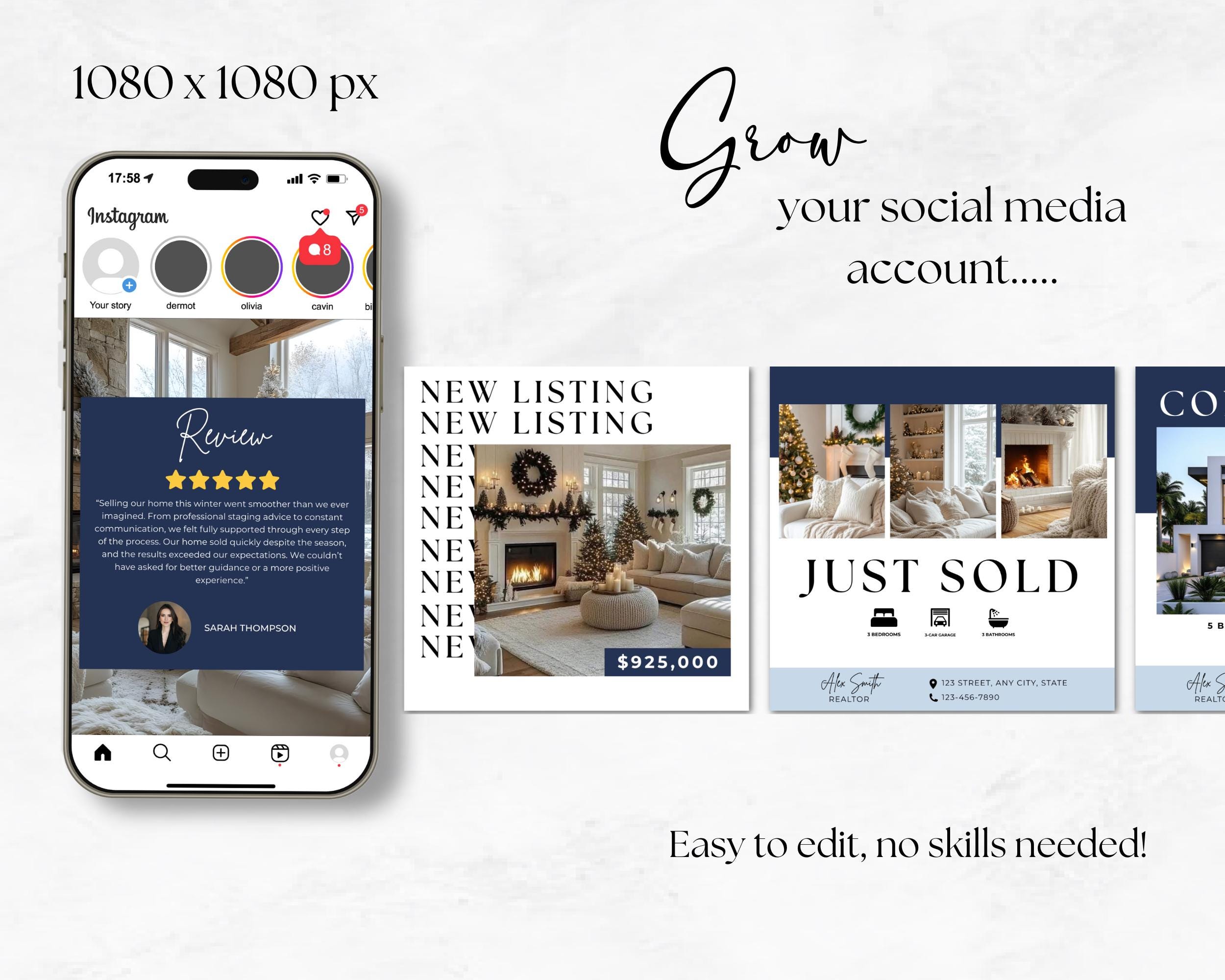 January 2026 Real Estate Social Media Canva Templates | Instagram ...