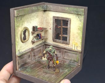 Diorama de zombis - Diorama de Halloween - Decoración en miniatura de Halloween - Escena de terror de zombis - Diorama de zombis en miniatura - Pieza única hecha a mano