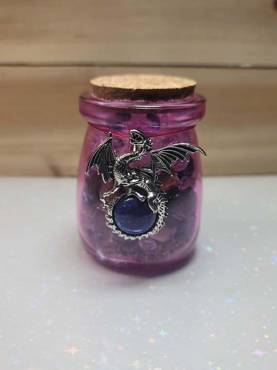 Ruby Red Dragon Crystal Jar: Lapis Lazuli, Obsidian, Bloodstone