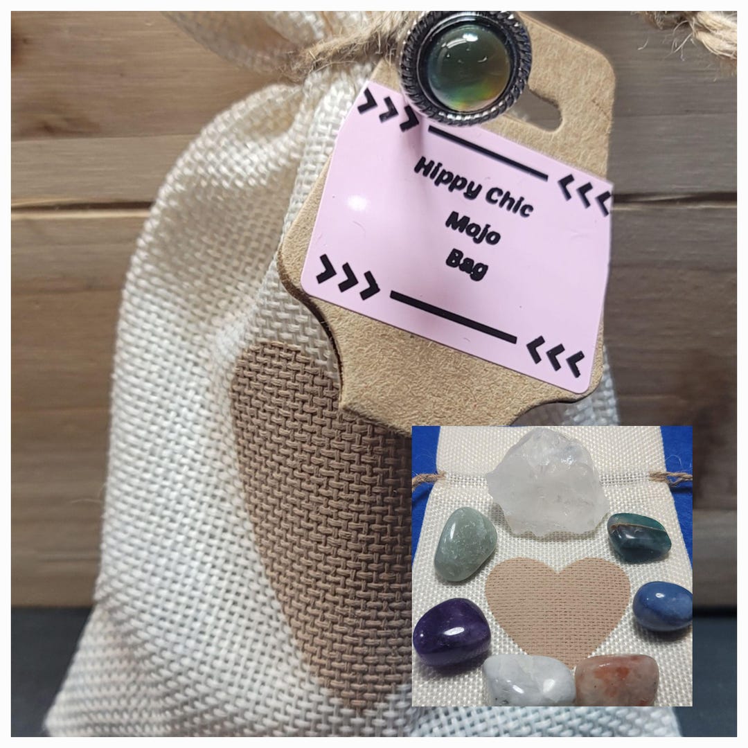 Hippie Chic ( Mental Clarity ) Mojo Bag: Crystals, Mood Ring, - Etsy