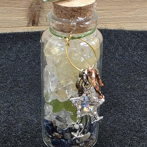 Peridot & Lapis Lazuli Shooting Star Intention Jar  Crystal Bottle with Wish Scroll