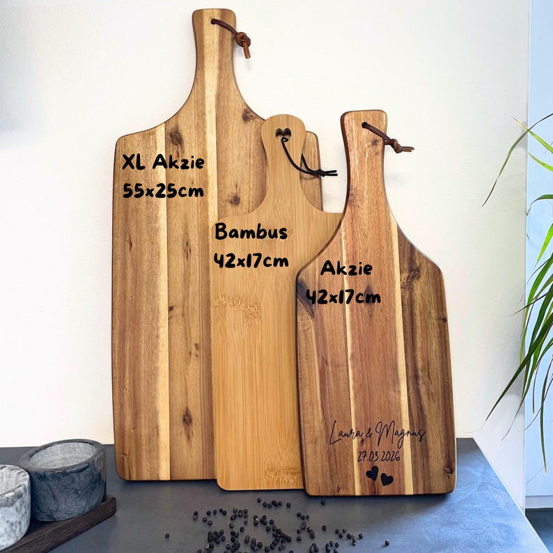 Personalised cutting board with engraving & waffle-textured dishcloth – acacia wood board – gift set – wedding, birthday, anniversary Akazie XL 55x25cm