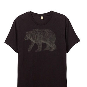 Mens Black Grizzly Bear Shirt Brown Bear Print Small, Medium, Large, XL, 2XL Guys Bear Shirt image 1