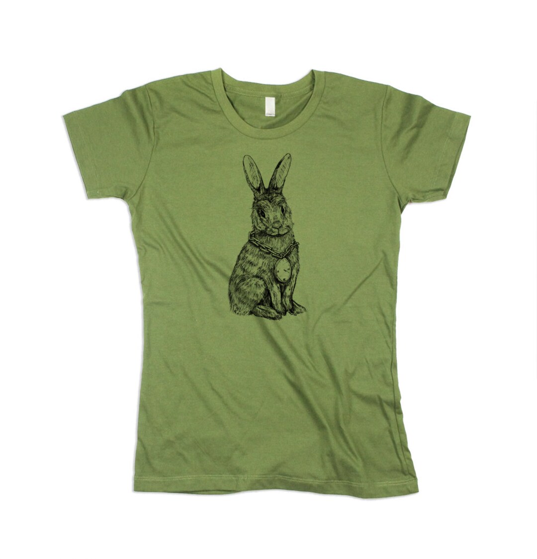 Women Rabbit Shirt Womens Green Tshirt Olive Army Rabbit Tshirt Eco ...