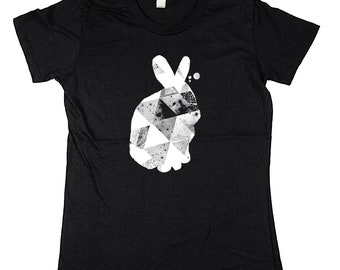 Womens Valentines T-shirt -Bunny Rabbit Shirt - Animal - Organic Cotton - Women - Rabbit Shirt - Small, Medium, Large, XL- Clothing