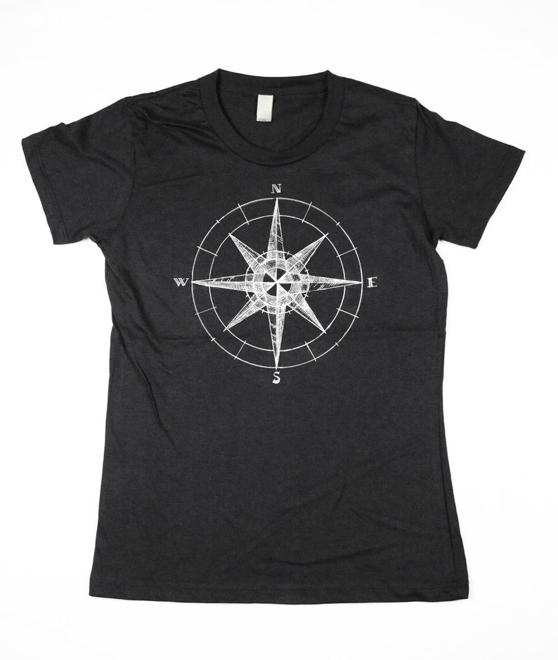 Womens Compass Shirt Illiustrated Compass Tshirt Organic Etsy