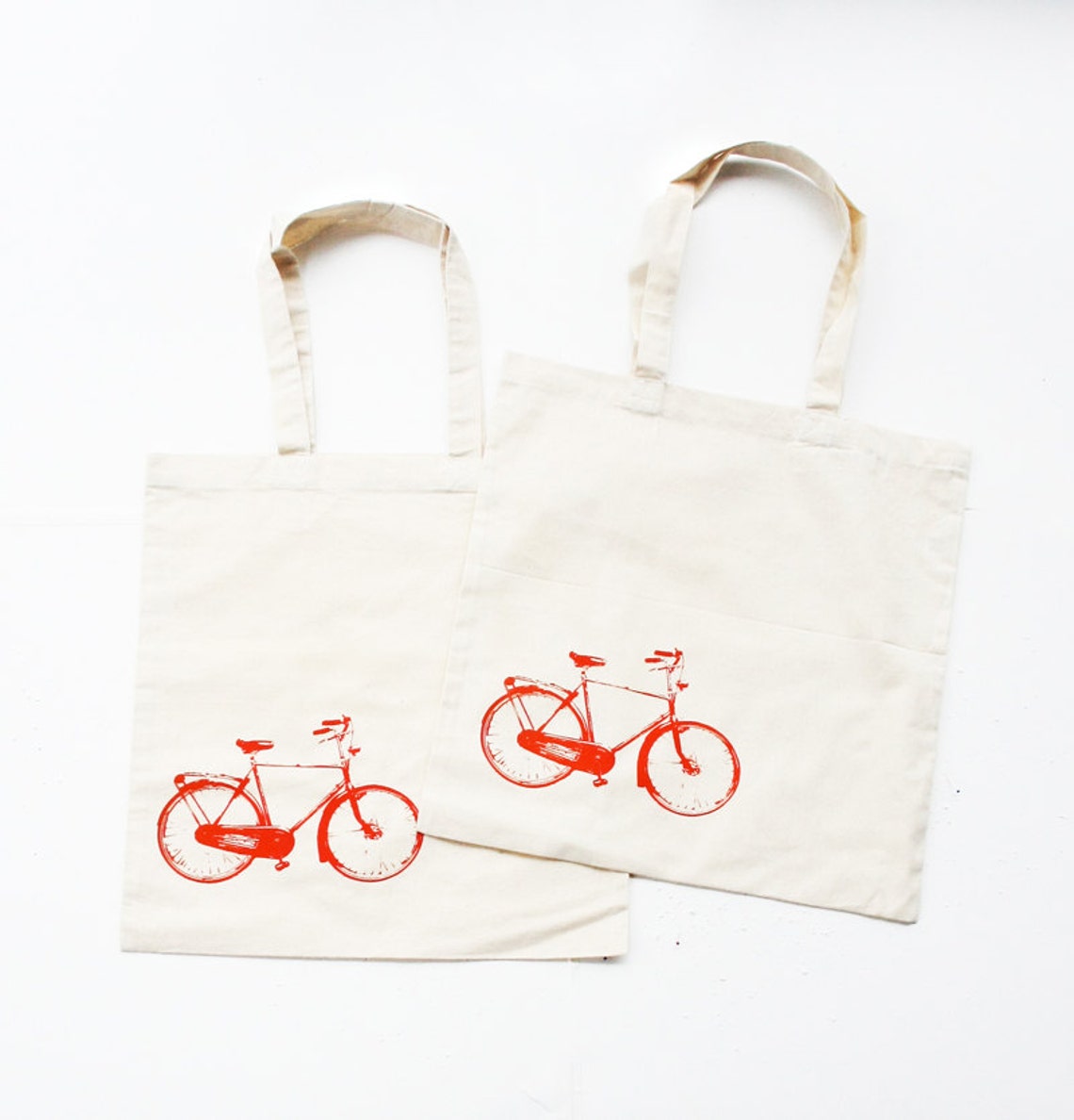 Two Bike Tote Bags Cotton Tote Bags Set With Eco Friendly Etsy