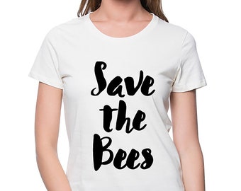 Save the Bees Shirt - Womens Tshirt - Organic Cotton Shirt - Bamboo -  xs S M L XL 2xl - Clothing -Tshirt - bug