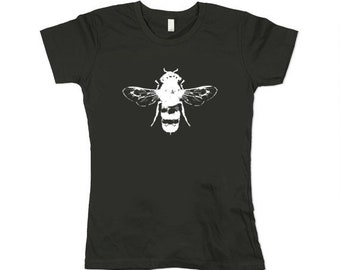 Womens Bee shirt - Eco-Friendly -Organic Cotton - Womens Honey Bee T-shirt - Grey - Organic shirt - Small, Medium, Large, XL- Clothing