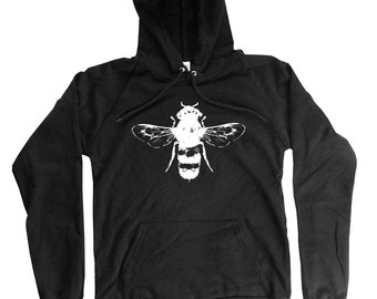 Bee Hoodie - Organic Cotton Hoodie - Long Sleeve Bee Illustration - Small, Medium, Large, XL, 2XL