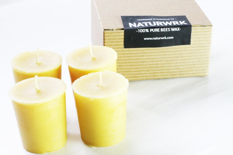 Votive Candles Four pack beeswax candles Votives pure beeswax home decor image 3